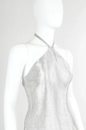 Metal Mesh Lamé Halter Gown