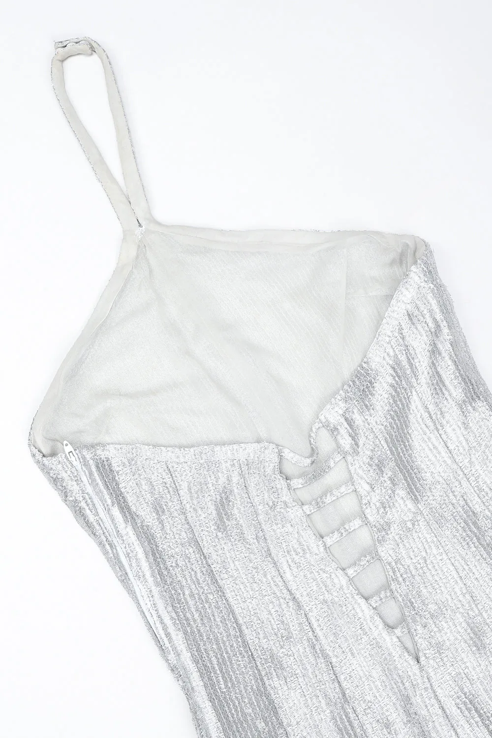 Metal Mesh Lamé Halter Gown