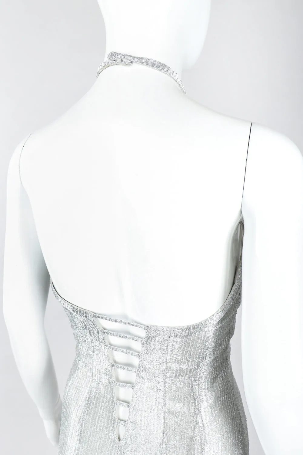 Metal Mesh Lamé Halter Gown