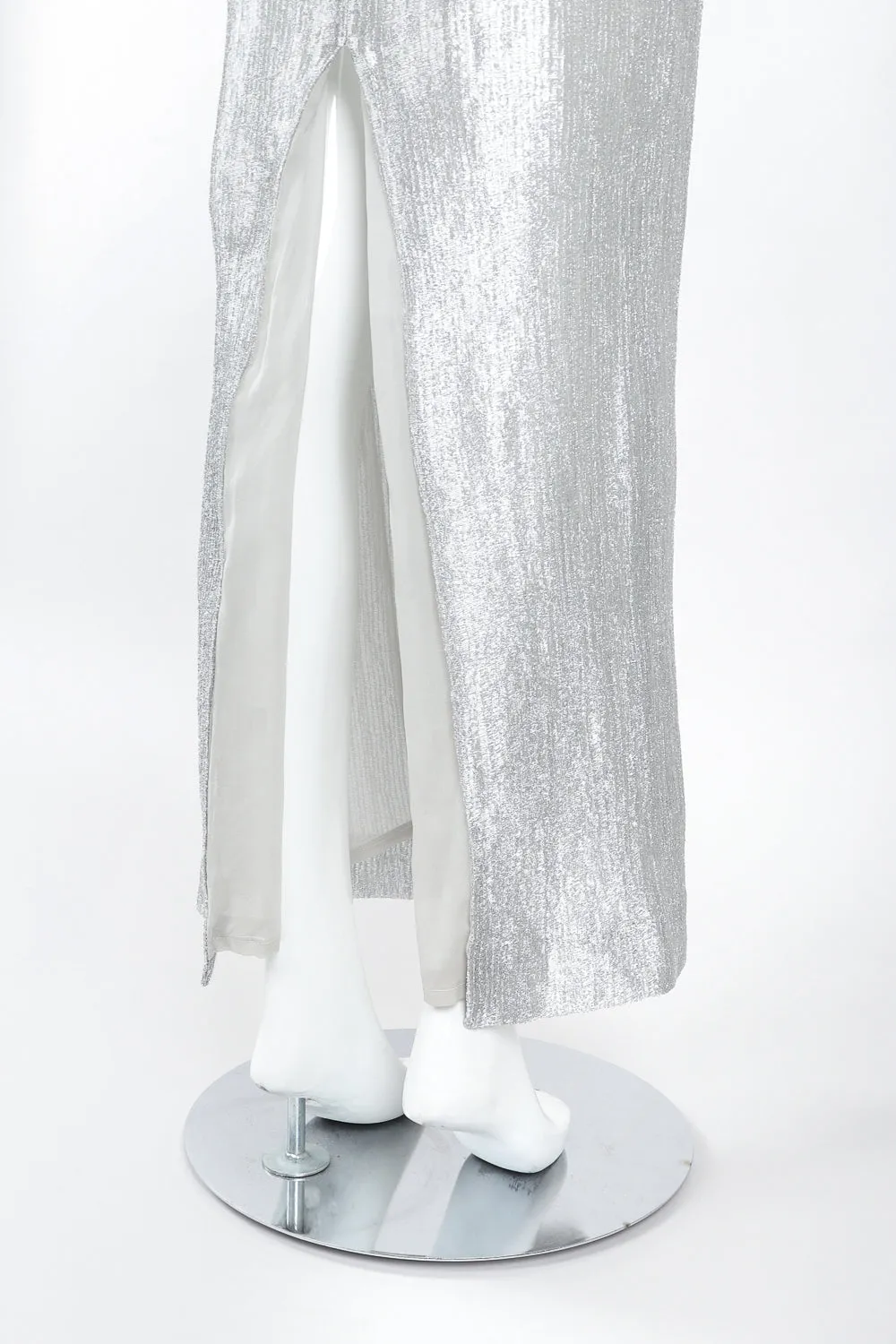 Metal Mesh Lamé Halter Gown
