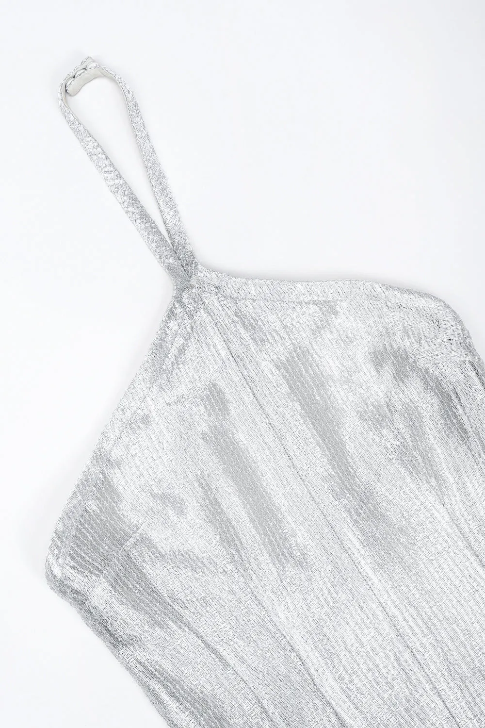 Metal Mesh Lamé Halter Gown