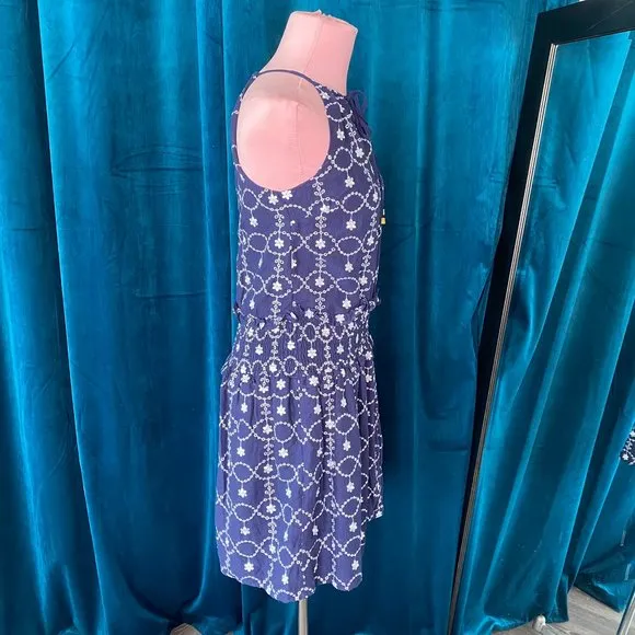 Michael Michael Kors Embroidered Floral Mini Dress Blue