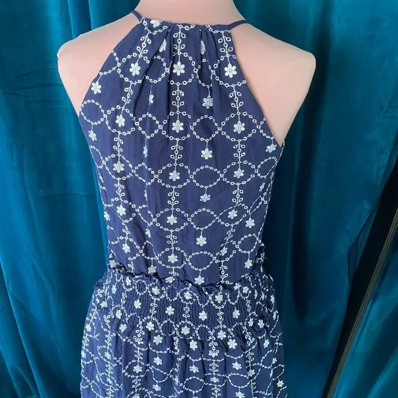 Michael Michael Kors Embroidered Floral Mini Dress Blue