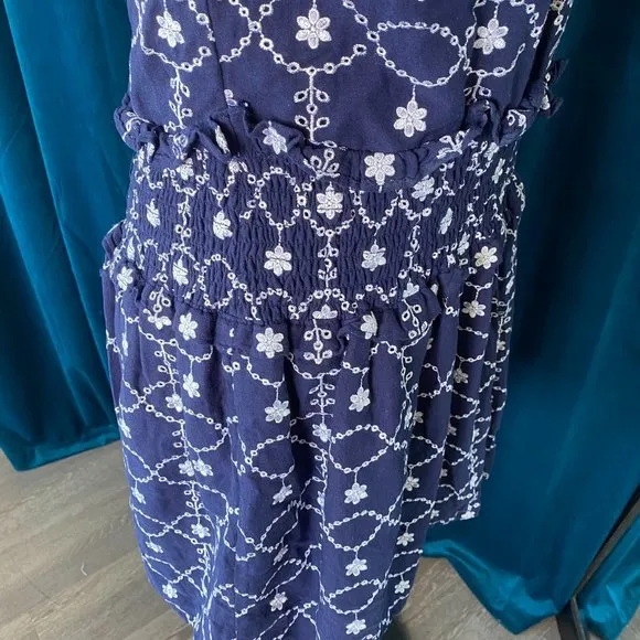 Michael Michael Kors Embroidered Floral Mini Dress Blue