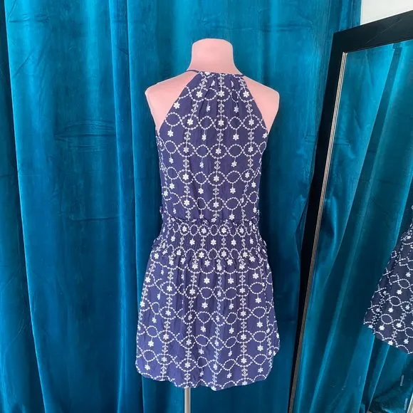 Michael Michael Kors Embroidered Floral Mini Dress Blue