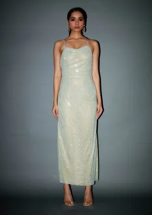 Mint green crystal embellished gown
