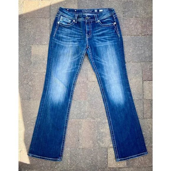 Miss Me mid rise y2k bootcut embellished jeans size 32x34.5&quot;