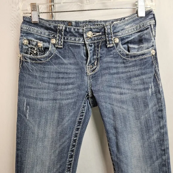Miss Me slim bootcut embroidered bling jeans size 25