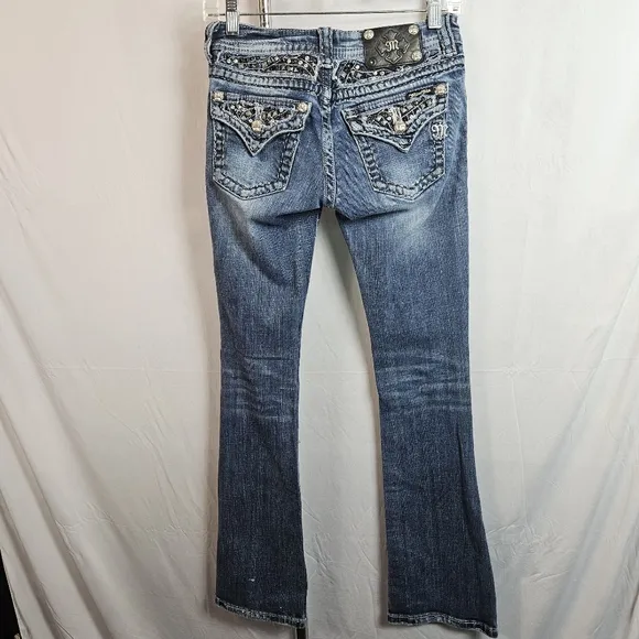 Miss Me slim bootcut embroidered bling jeans size 25