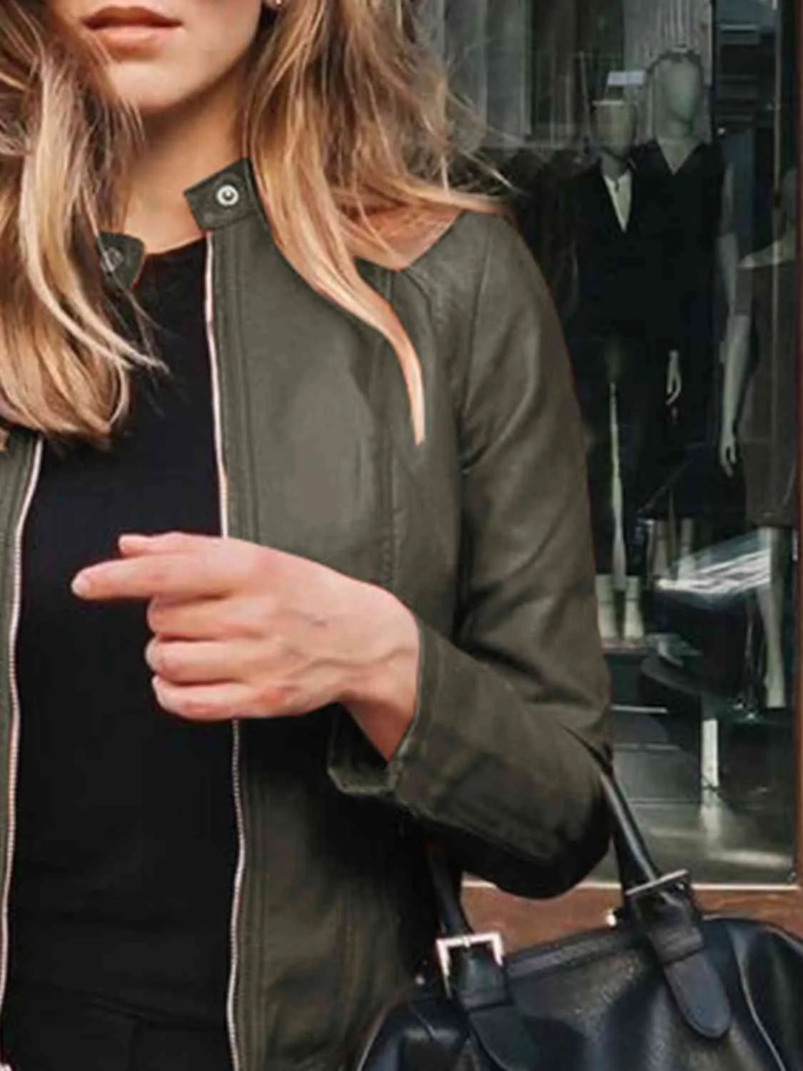 Mock Neck Zip Up Jacket