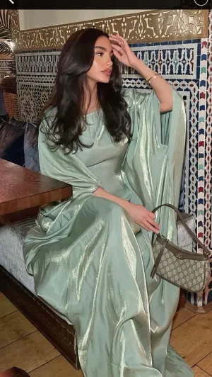 Modest Long Sleeves Sheath Long Formal Party Dress Muslim Abaya Dress, DP4998