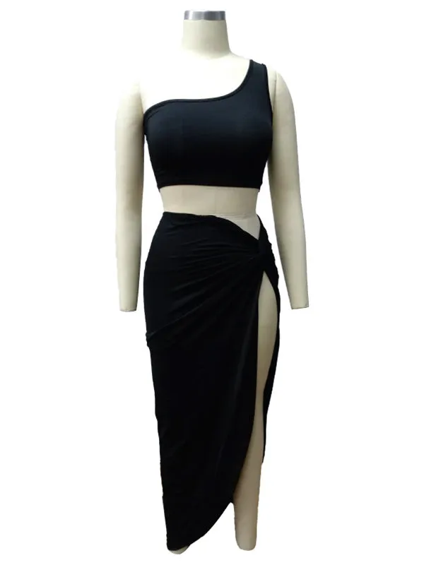 Momnfancy Black Off Shoulder Crop Irregular Cascading Ruffle 2-in-1 Fashion Plue Size Photoshoot Maternity Midi Dress