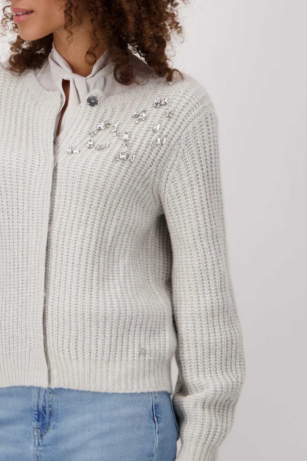 Monari Knitted Jacket with Sequin Detail 807444