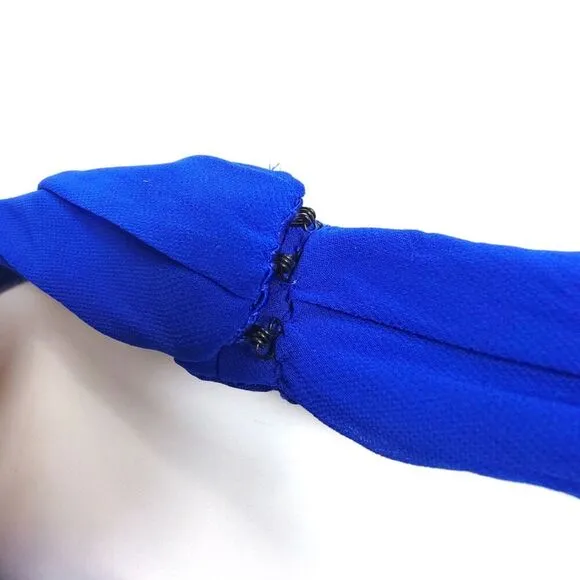 MONIQUE LHUILLIER Chiffon Halter Bridesmaid Gown Maxi Dress Royal Blue Womens 4