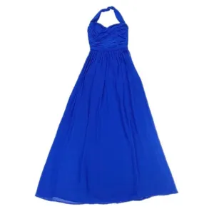 MONIQUE LHUILLIER Chiffon Halter Bridesmaid Gown Maxi Dress Royal Blue Womens 4