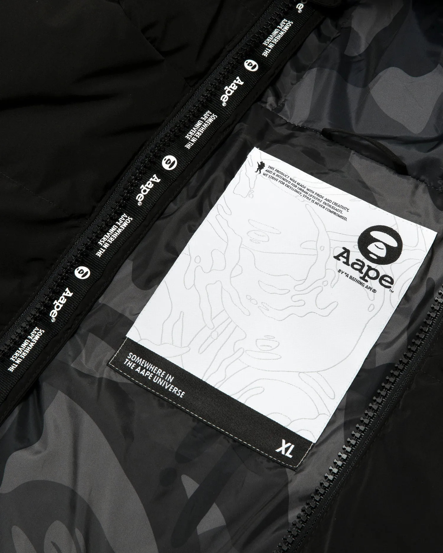 Moonface logo hooded down jacket