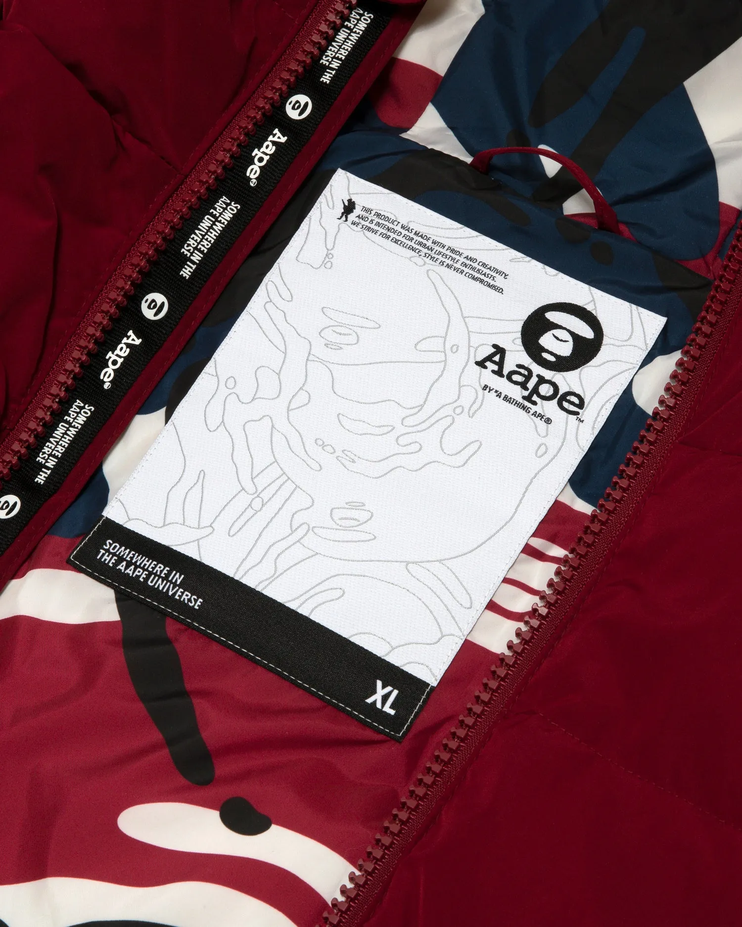 Moonface logo hooded down jacket