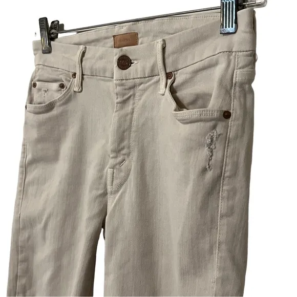 MOTHER The Looker Distressed Crop Jeans in Sexy Just Walked In Blush 26 high
