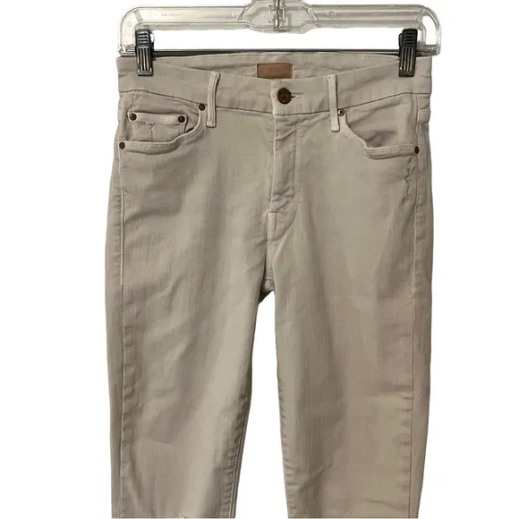 MOTHER The Looker Distressed Crop Jeans in Sexy Just Walked In Blush 26 high