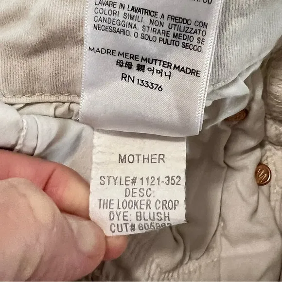 MOTHER The Looker Distressed Crop Jeans in Sexy Just Walked In Blush 26 high