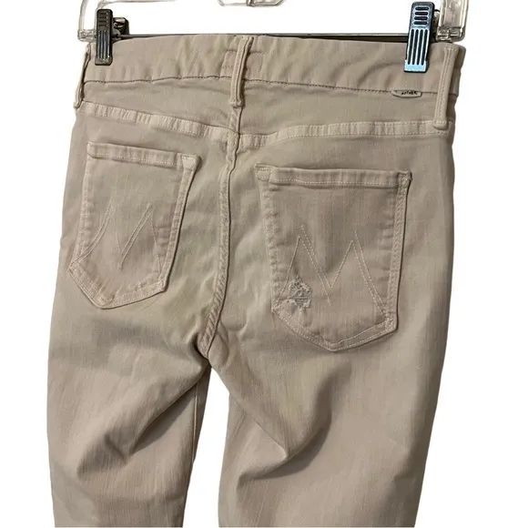 MOTHER The Looker Distressed Crop Jeans in Sexy Just Walked In Blush 26 high