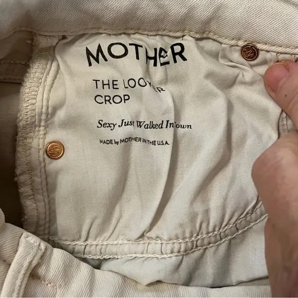 MOTHER The Looker Distressed Crop Jeans in Sexy Just Walked In Blush 26 high