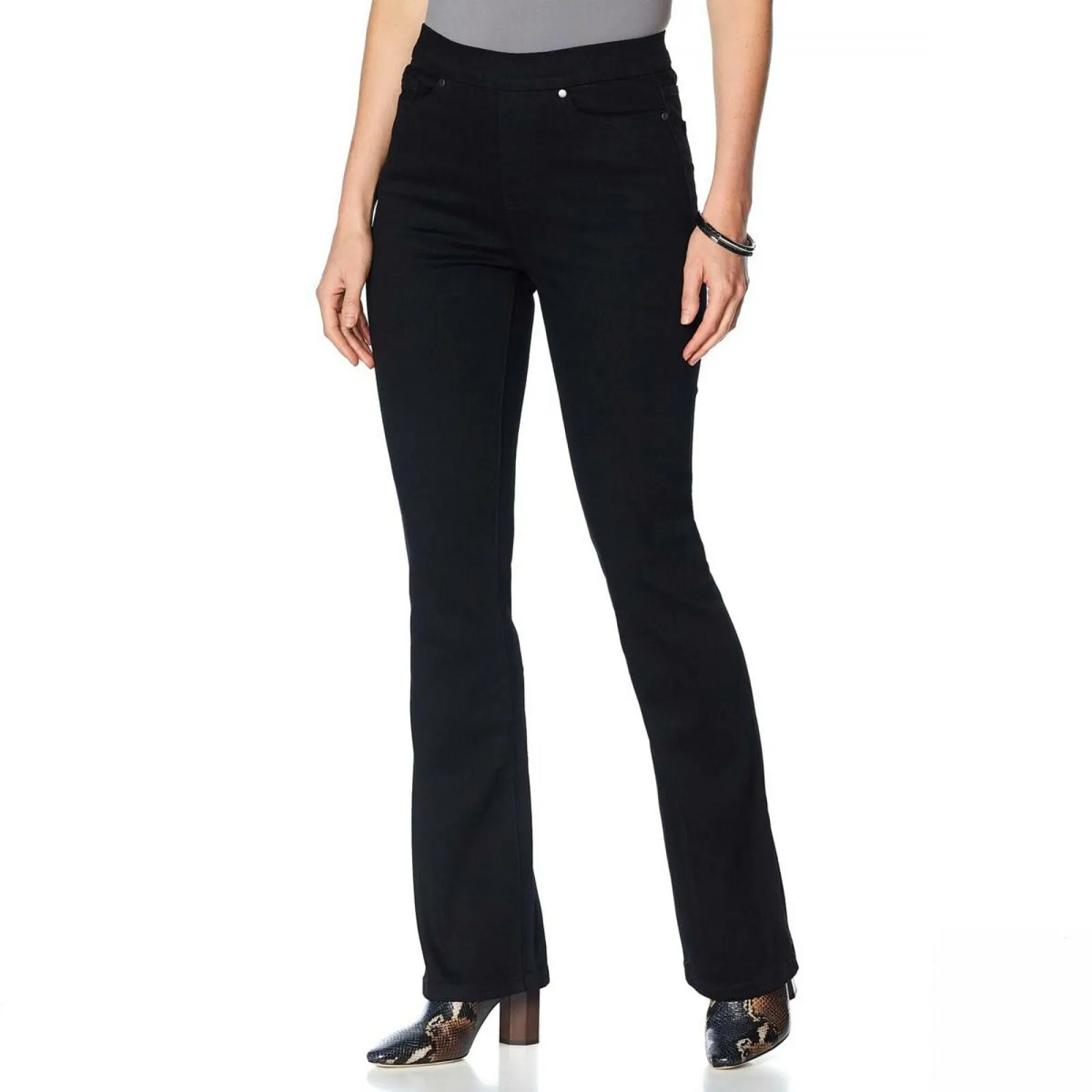 MOTTO Women's Stretch Denim Bootcut Pull On Jeans Black 10