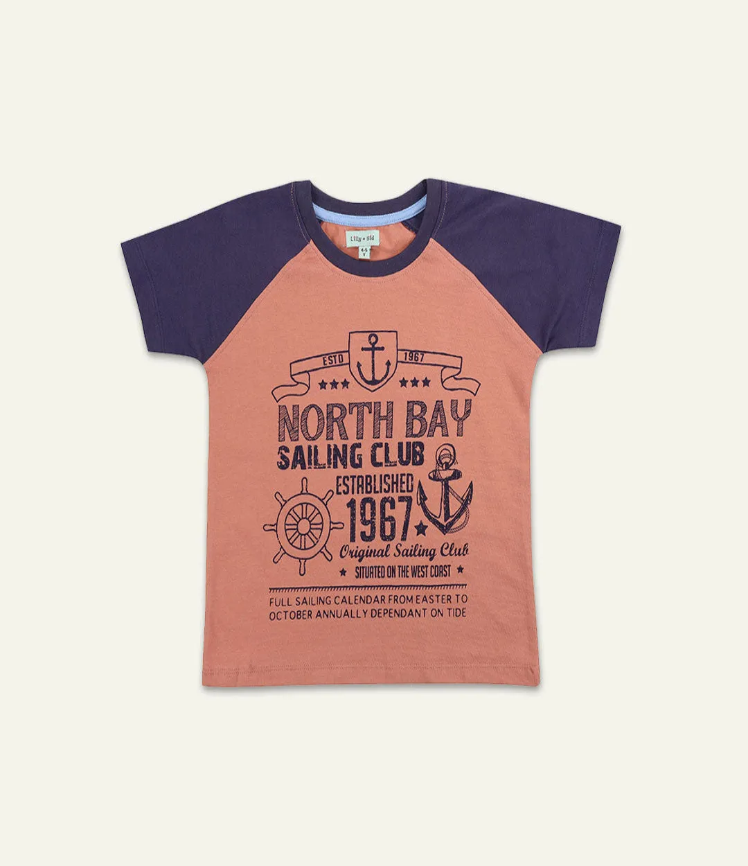 Multicoloured Sailing Club Slogan Print T-Shirt