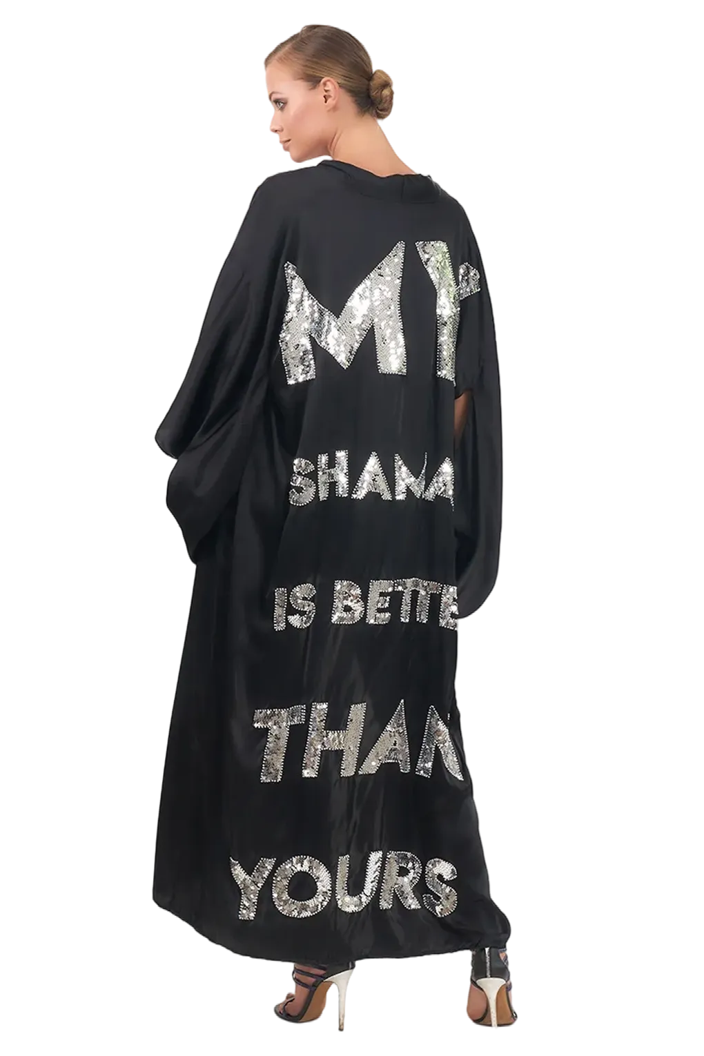 My Shaman Is Better Than Yours Silk Satin Long Kimono