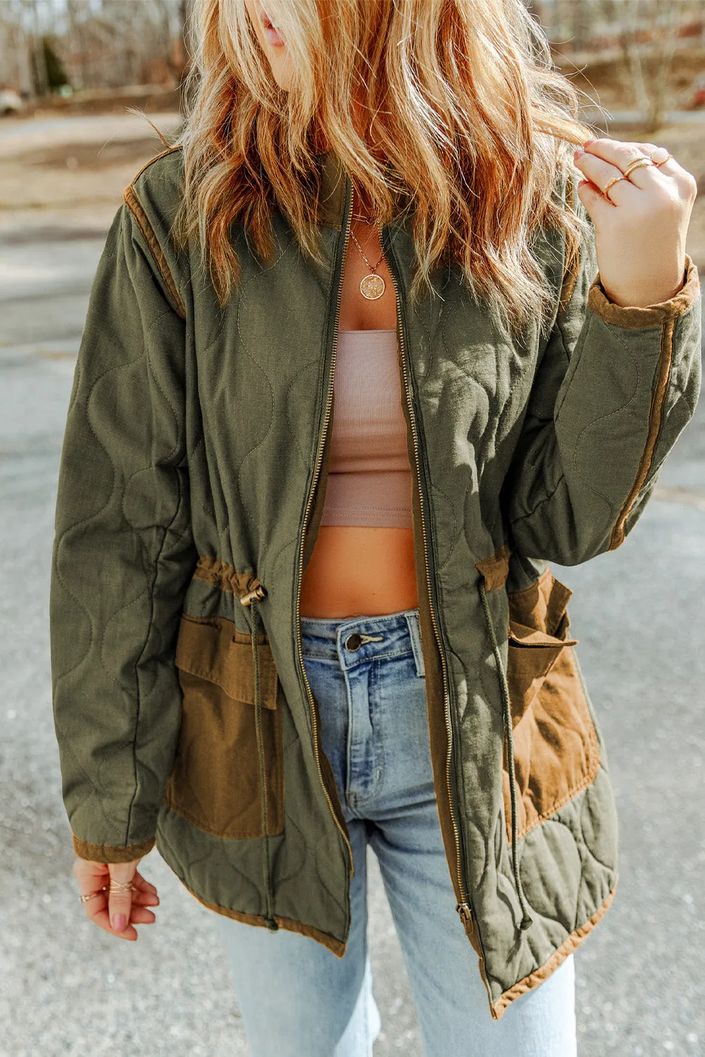 Myra Drawstring Waist Zip-Up Jacket