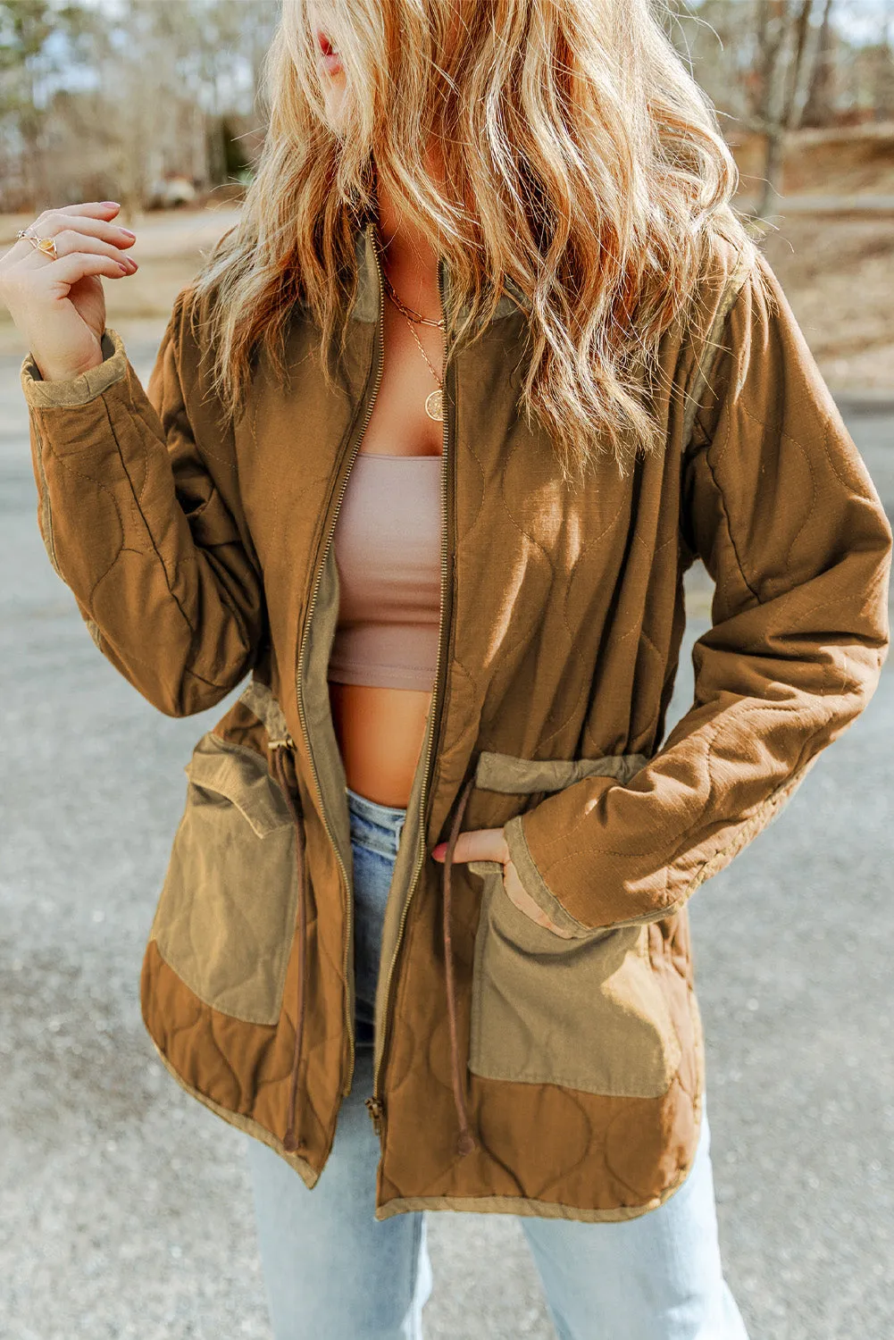 Myra Drawstring Waist Zip-Up Jacket