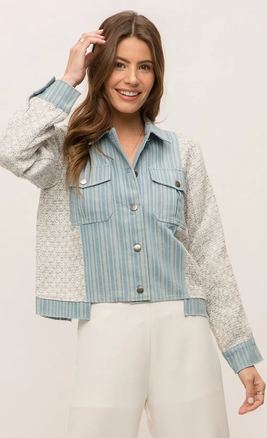 Mystree Mixed Media Jean Jacket