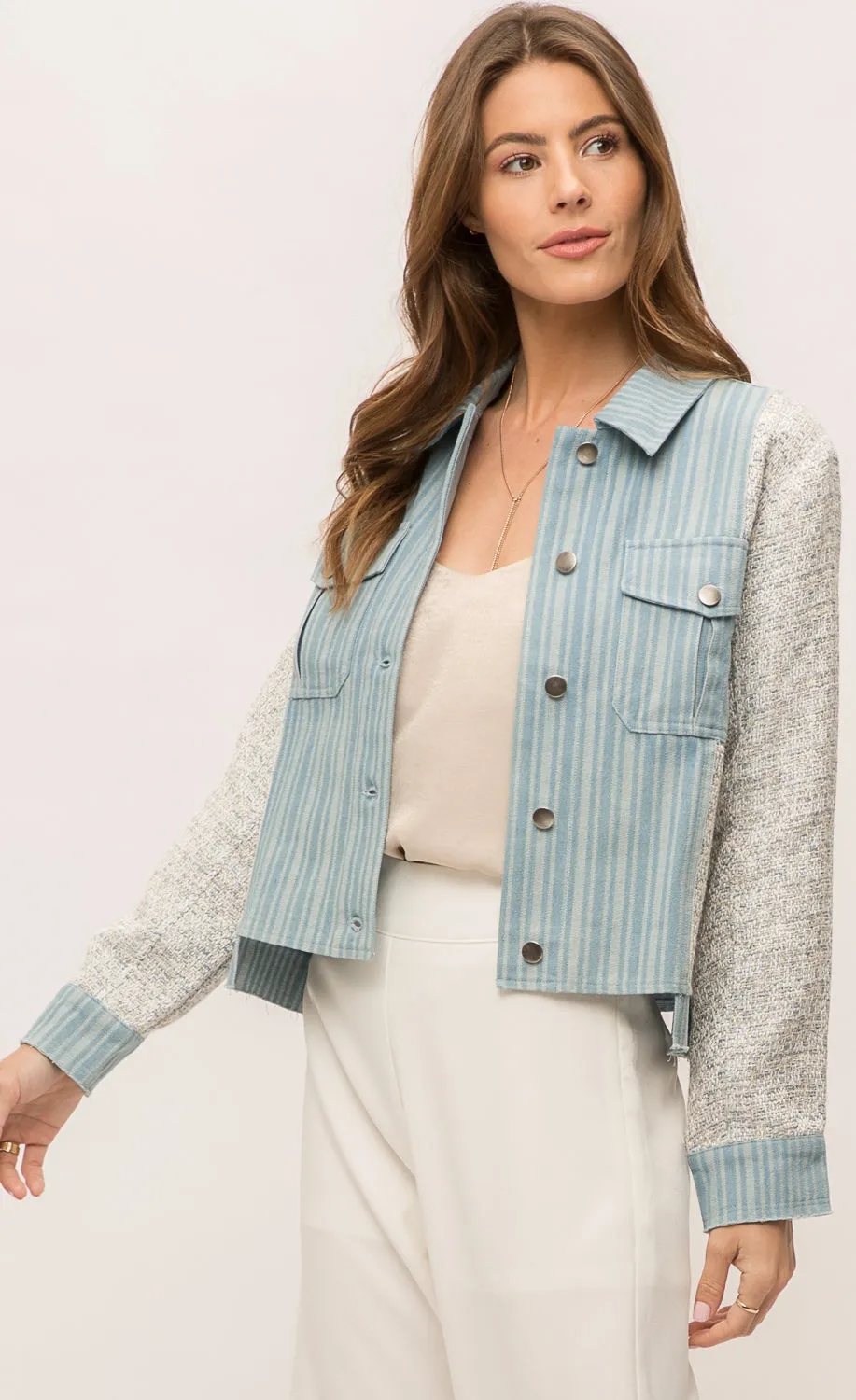 Mystree Mixed Media Jean Jacket