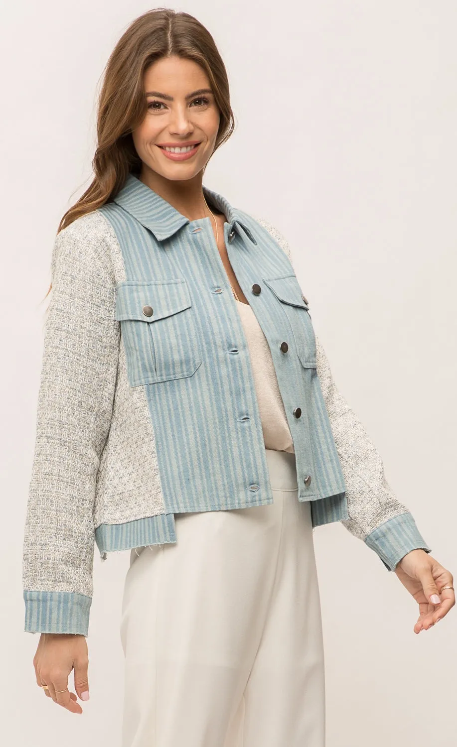Mystree Mixed Media Jean Jacket