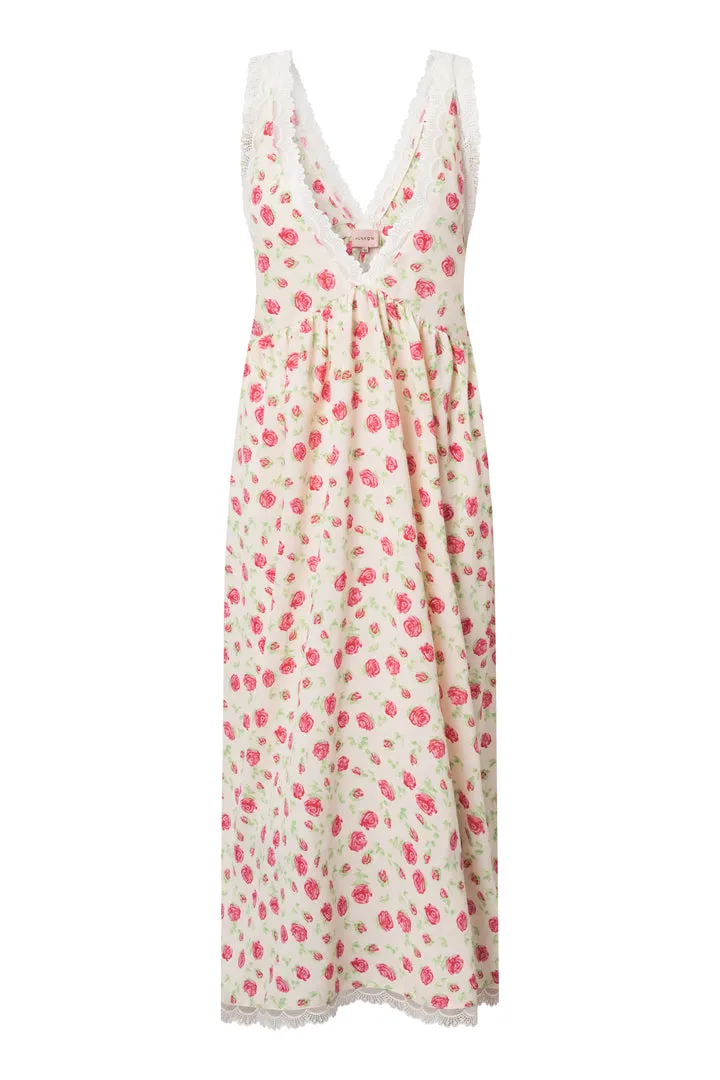 Nanna Oversized Dress - White floral