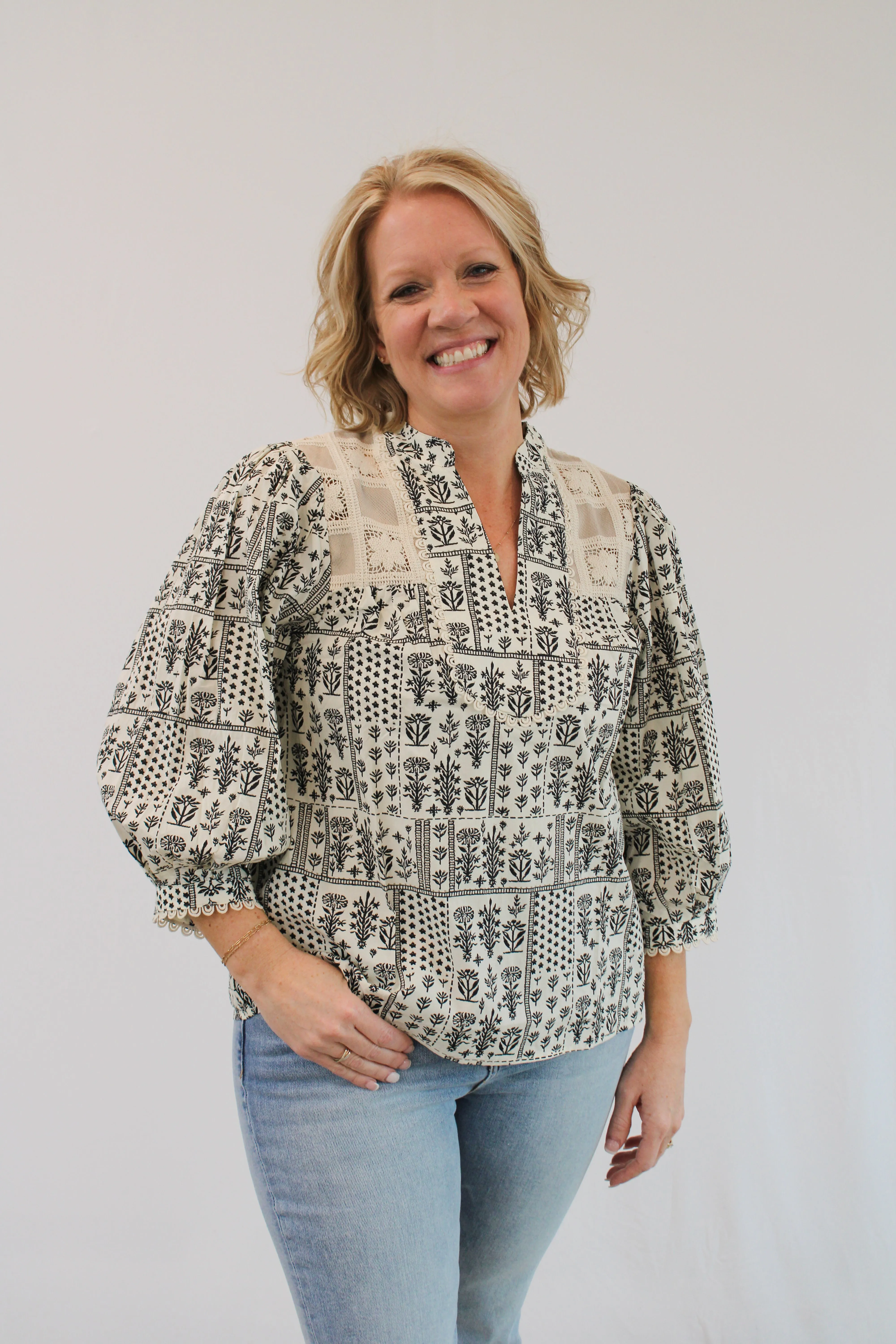 NARA QUILTED IMPRINT BLOUSE