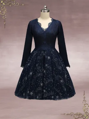 Navy Blue Galaxy Theme Formal Wedding Dress JESSE