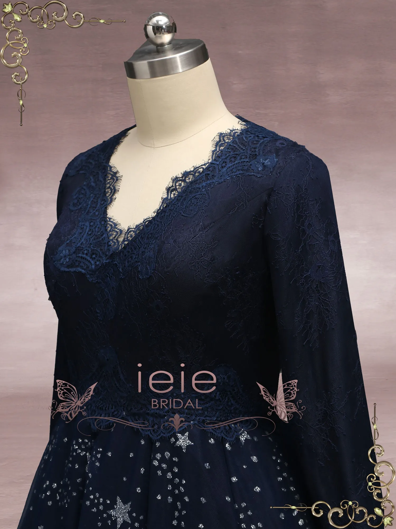 Navy Blue Galaxy Theme Formal Wedding Dress JESSE