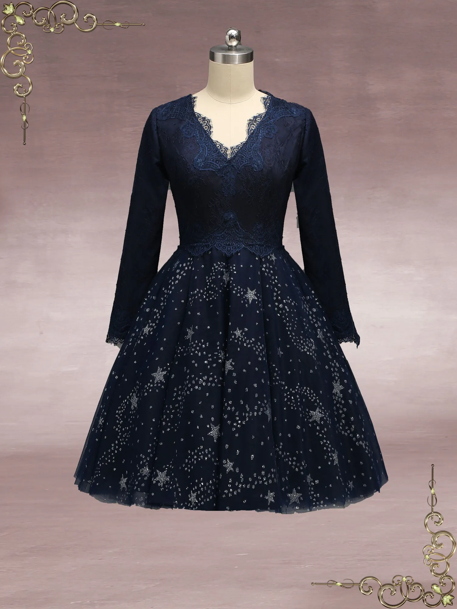 Navy Blue Galaxy Theme Formal Wedding Dress JESSE