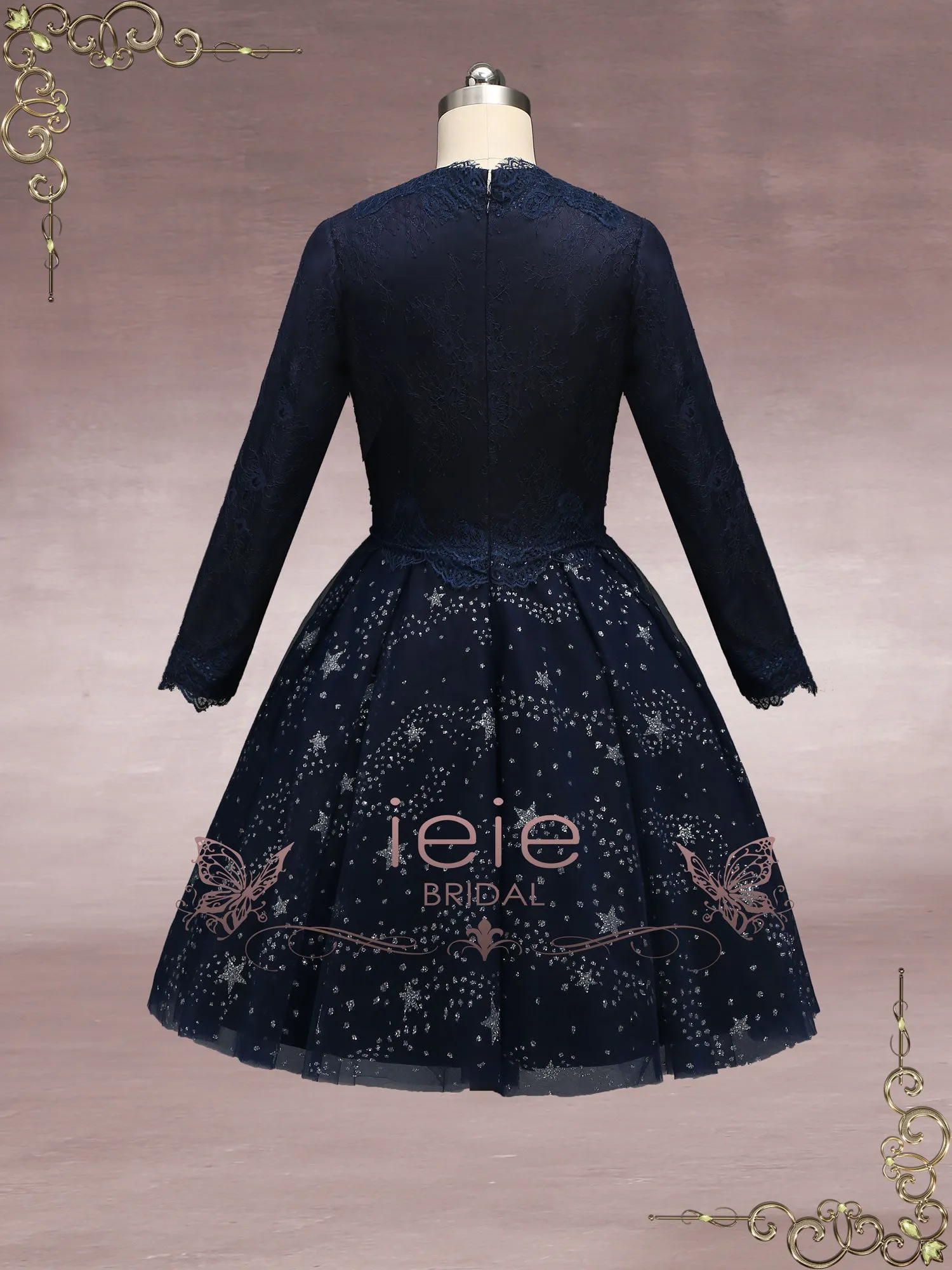 Navy Blue Galaxy Theme Formal Wedding Dress JESSE