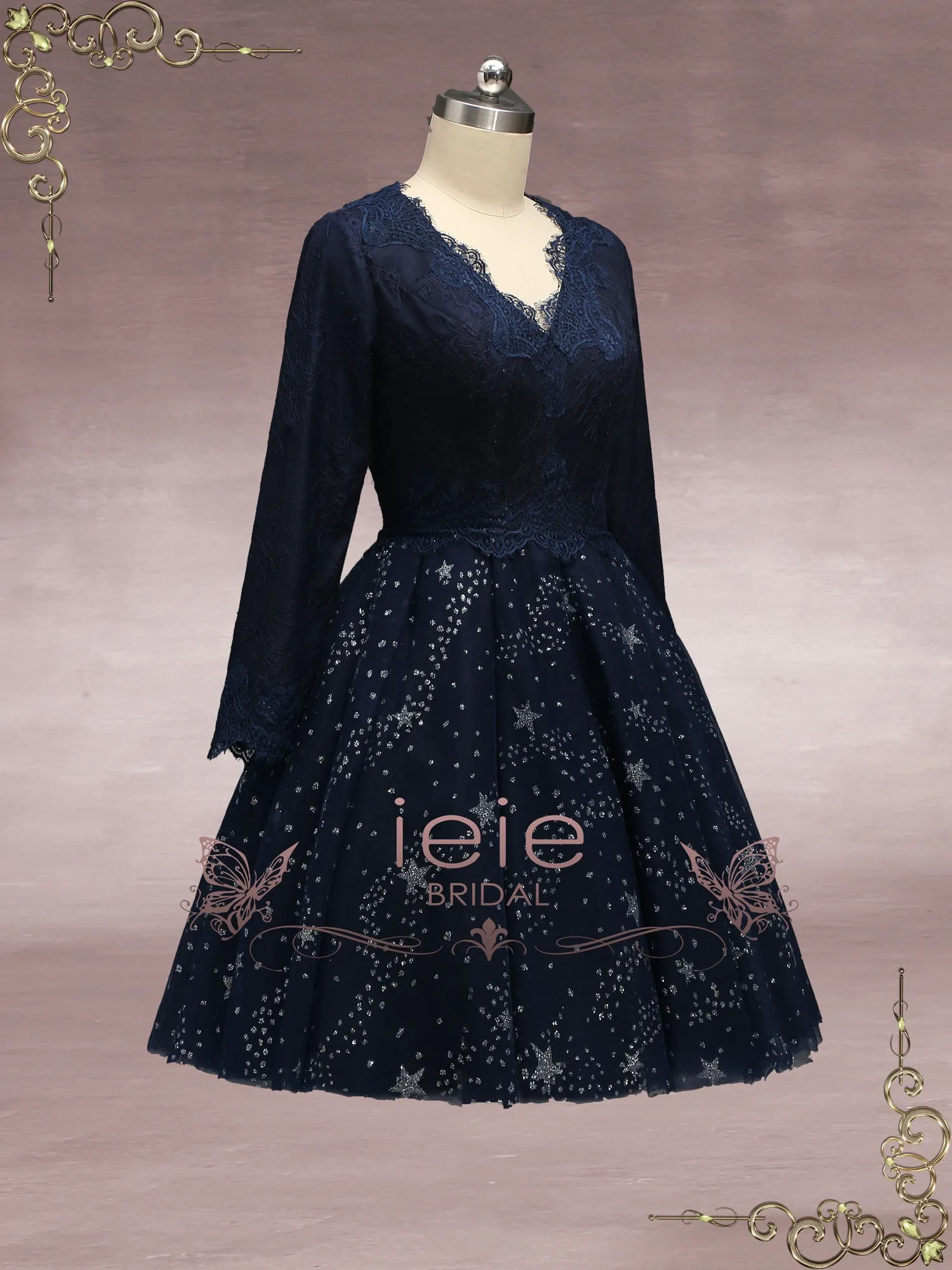 Navy Blue Galaxy Theme Formal Wedding Dress JESSE