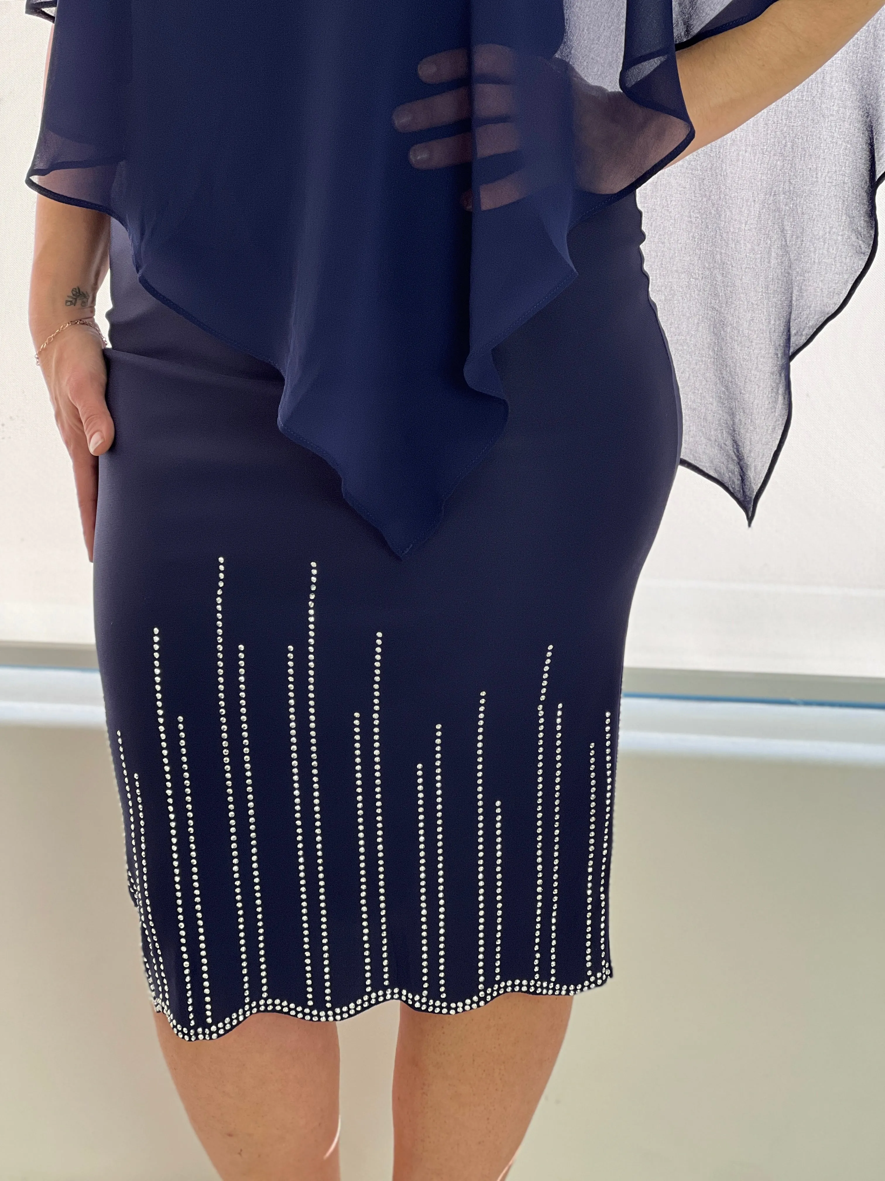 Nelly Navy Diamond Evening Dress