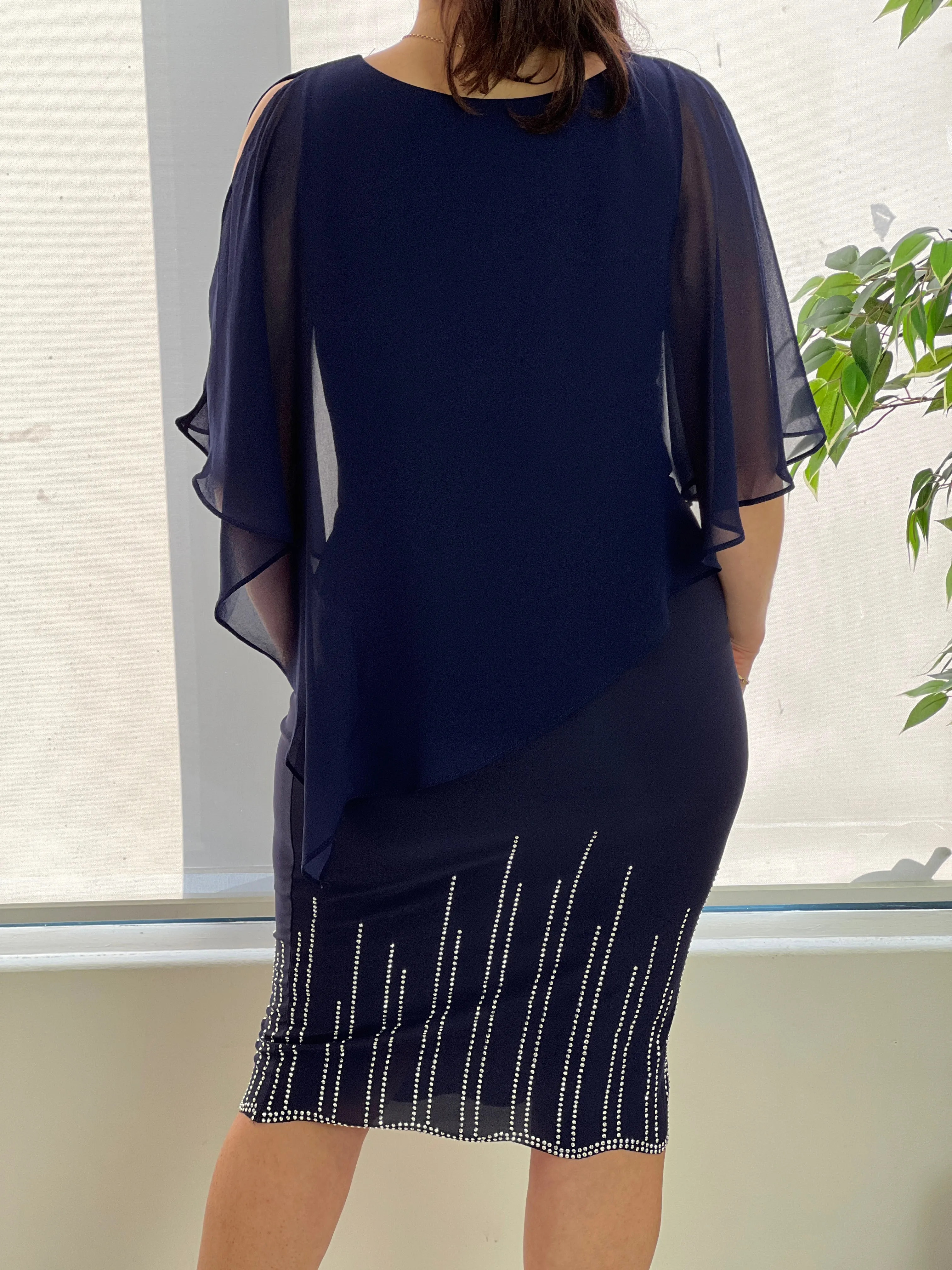 Nelly Navy Diamond Evening Dress