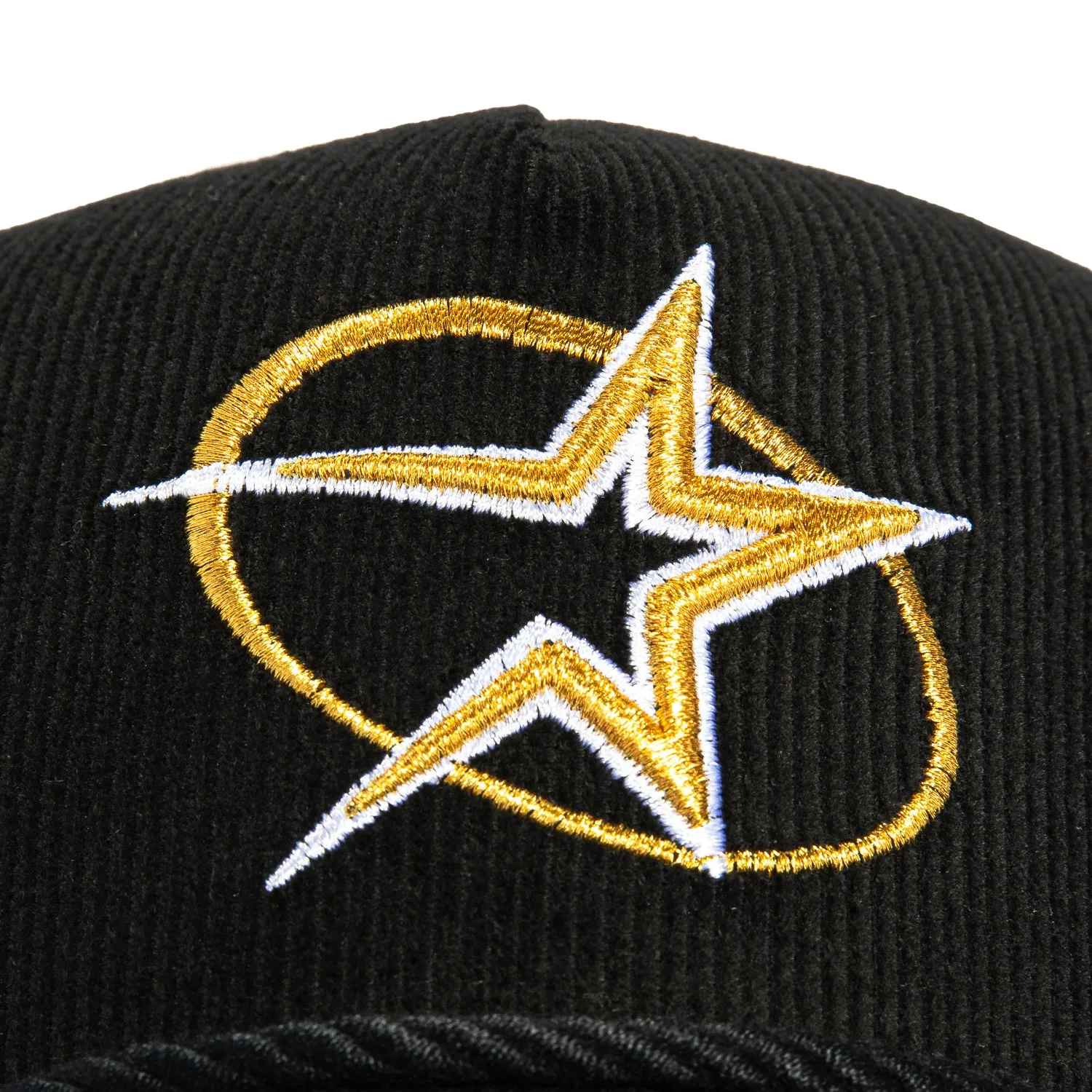 New Era 9Forty A-Frame Corduroy Rope Houston Astros Apollo 11 Patch Snapback Trucker BP Hat - Black, Stone