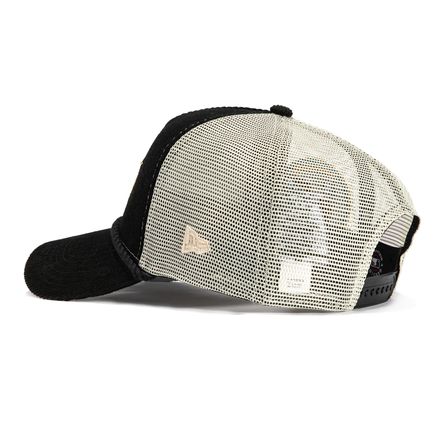 New Era 9Forty A-Frame Corduroy Rope Houston Astros Apollo 11 Patch Snapback Trucker BP Hat - Black, Stone