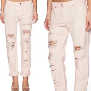 *NWT* Blank NYC Women’s Distressed Baby Pink Blush Boyfriend Jeans Size 27