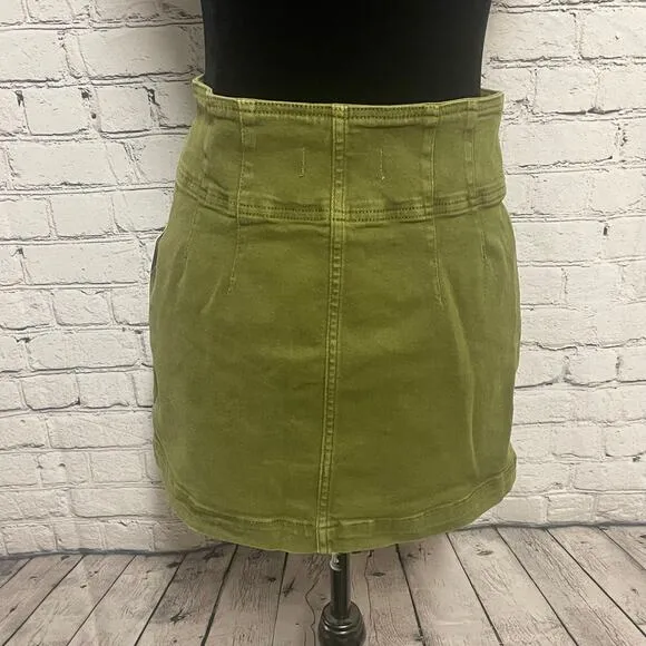 NWT Free People We the Free VIRGO cadet green corduroy mini skirt size 30 zip up