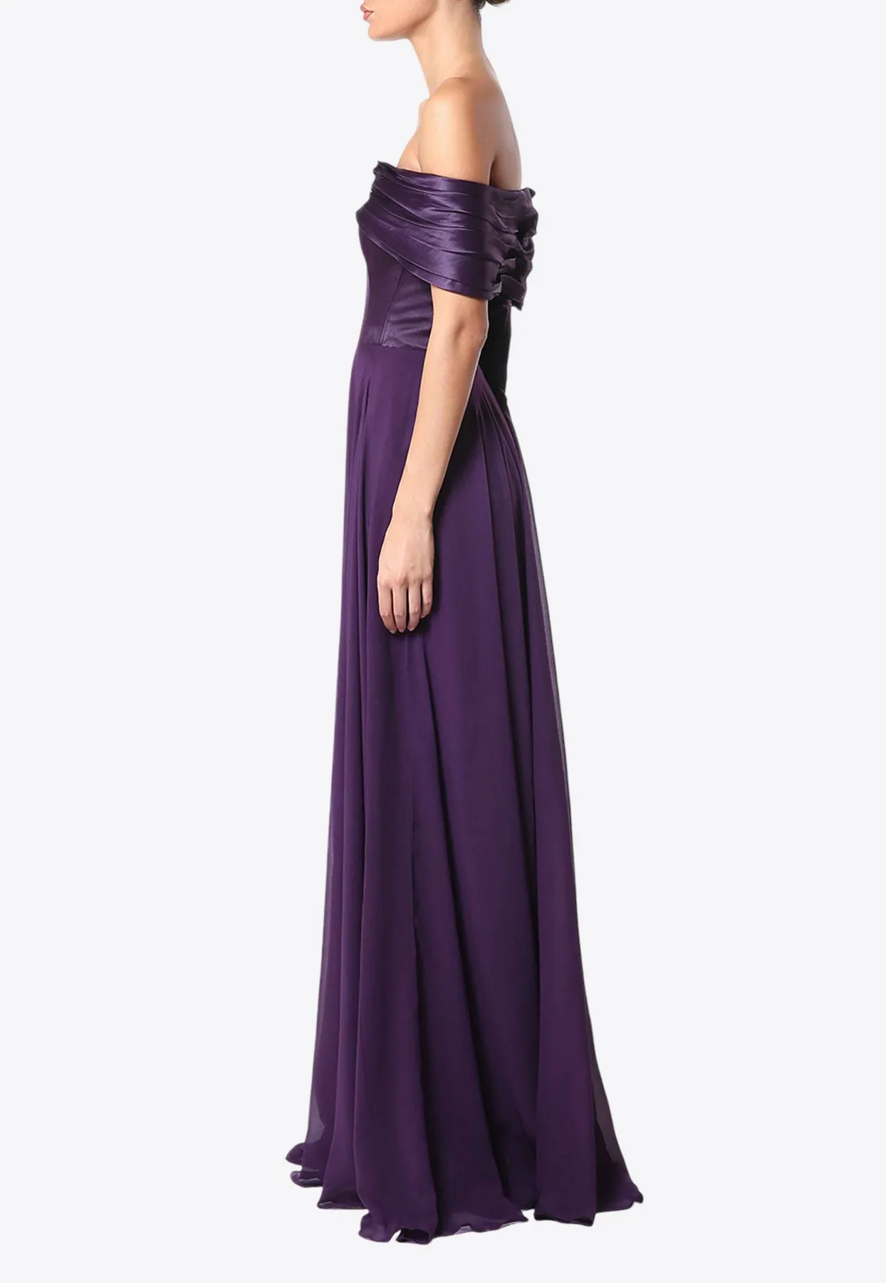 Off-Shoulder Chiffon Gown
