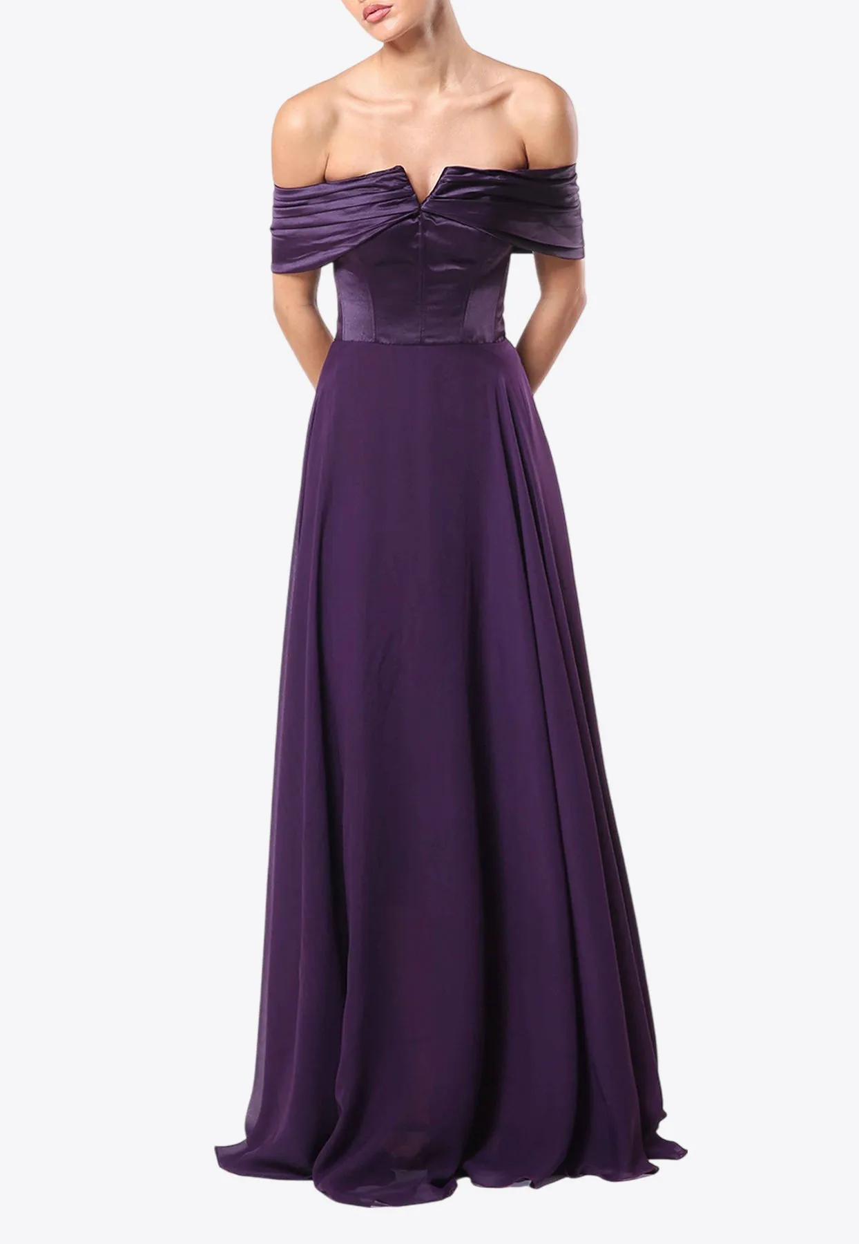 Off-Shoulder Chiffon Gown