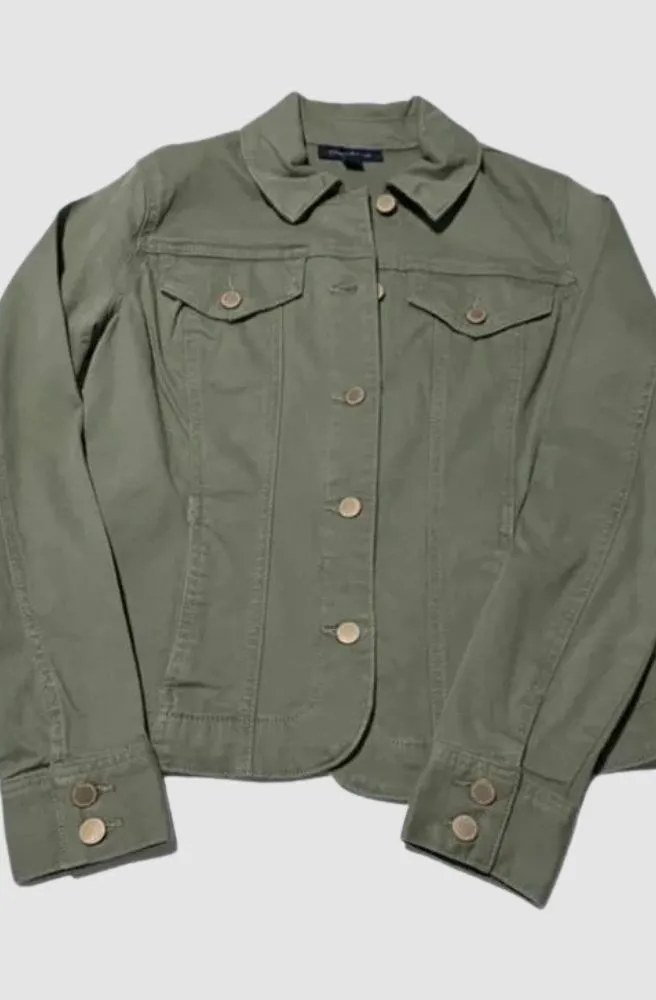 Olive Green Denim Jacket ~ Charter Club Women's Size Extra Small